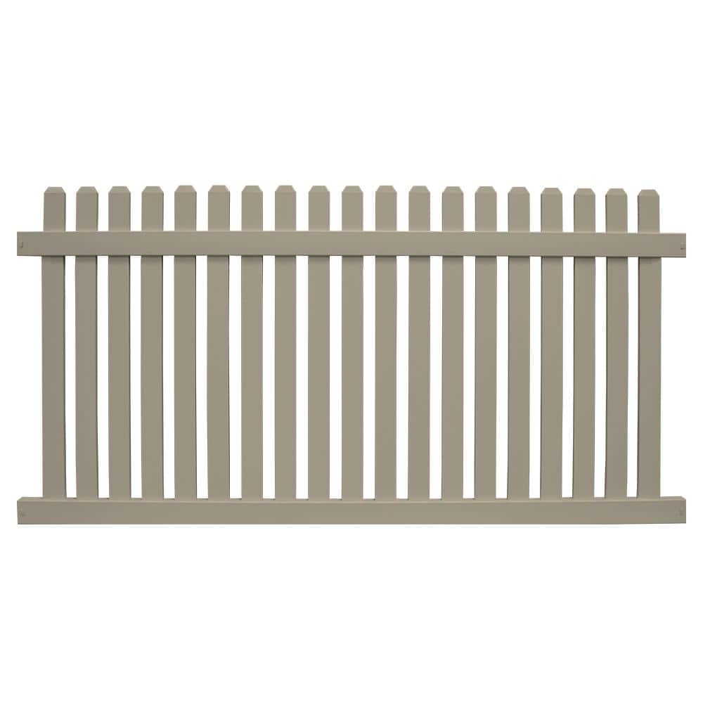 Provincetown 4 ft. H x 8 ft. W Khaki Vinyl Picket Fence Panel Kit price history on PriceWatchPro