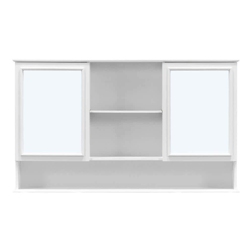 60 in. W x 8 in. D x 35 in. H Bathroom Storage Wall Cabinet, Storage Cabinet in White with Mirrored, Adjustable Shelves price history on PriceWatchPro