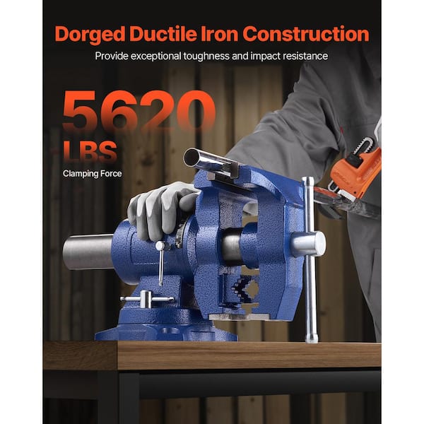 Heavy Duty Bench Vise 6-1/2 in. Jaw Width 5 in. Max Jaw Opening Multi-Purpose Ductile Iron Bench Vise