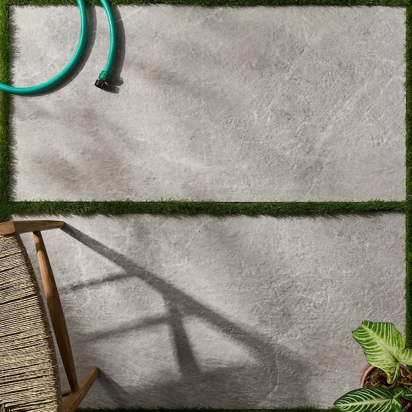 Ivy Hill Tile LithoTech 23.62 in. x 47.24 in. x 0.78 in. Silver Gray Matte Porcelain Floor Paver Tile (7.74 sq. ft./Each)