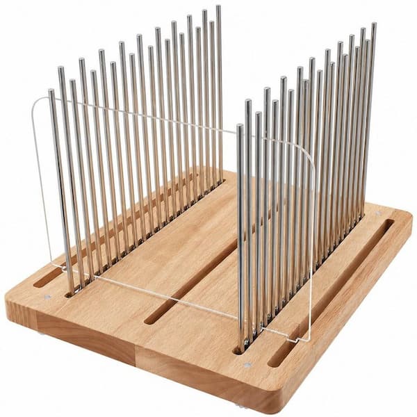 Wood Bread Slicer, Stainless Steel Slicing Guide for Homemade Bread, Adjustable and Foldable Compact Cutter