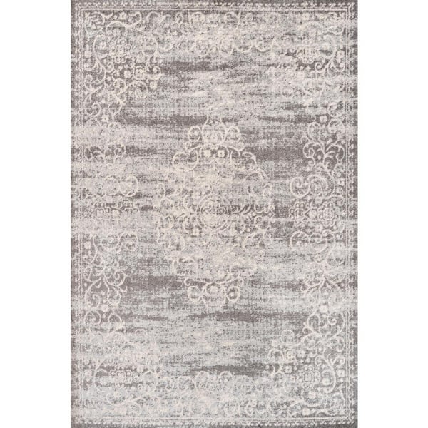 Minori Filigree Medallion Light Gray/Cream 5 ft. x 8 ft. Area Rug