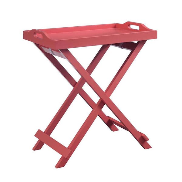 Convenience Concepts Designs2Go 22 in. Coral Standard Rectangle Wood Folding Tray End Table