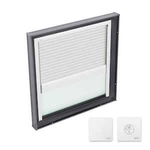 22-1/2 in. x 22-1/2 in. Fixed Curb Mount Skylight with Laminated LowE3 Glass & White Solar Powered Light Filtering Blind