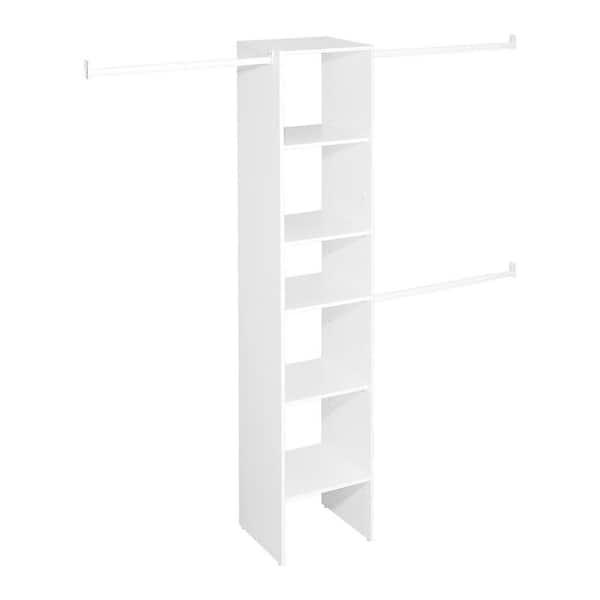 Selectives 48 in. W - 112 in. W White Reach-In Tower Wall Mount 6-Shelf Wood Closet System