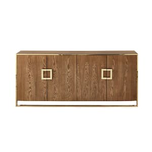 Ulani Ash Brown Wood 15.6 in. Wide 4-Doors Sideboard With Adjustable Shelves