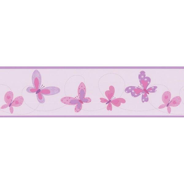 Brewster Flutter-By Purple Butterflies Purple Wallpaper Border