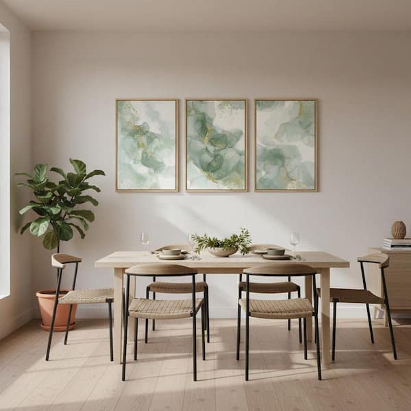 Large Framed Sage Green Abstract Wall Art 36 in. x 24 in. LINBQ259