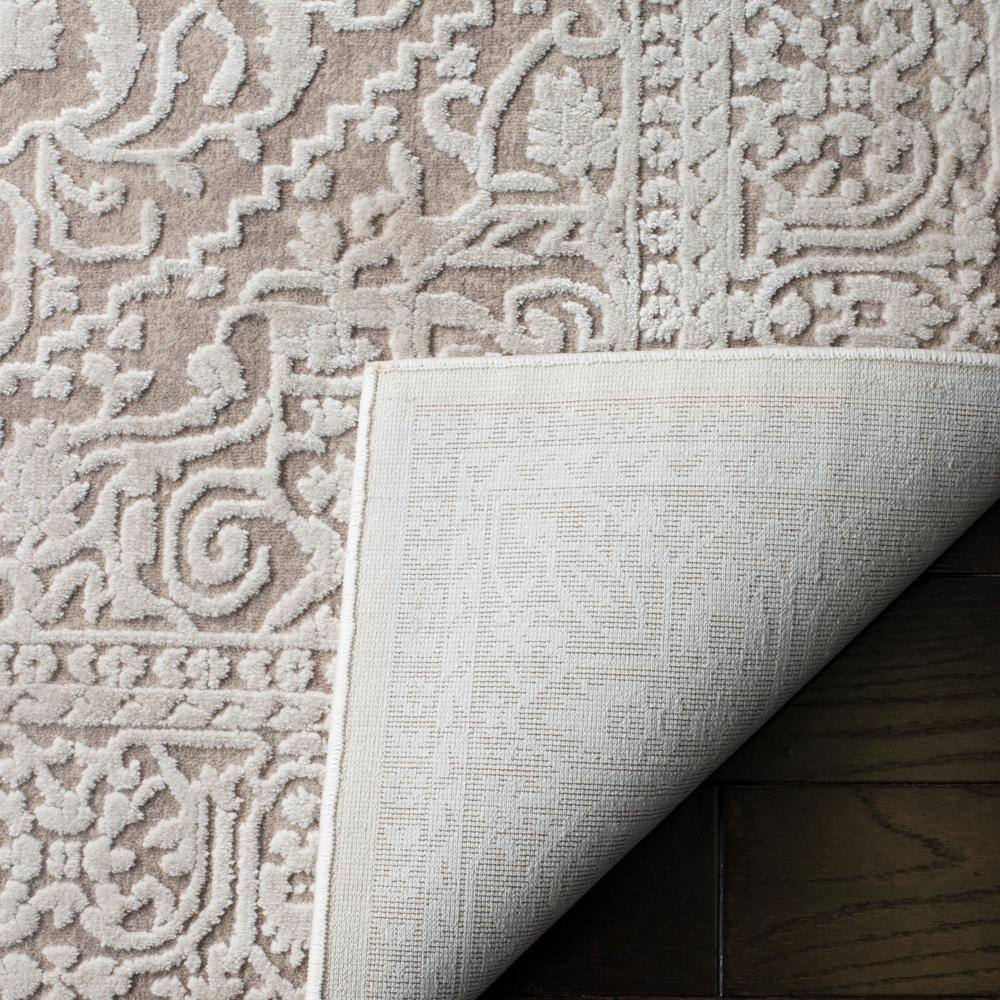 Beige/Cream Floral Hand-knotted Synthetic Runner Area Rug