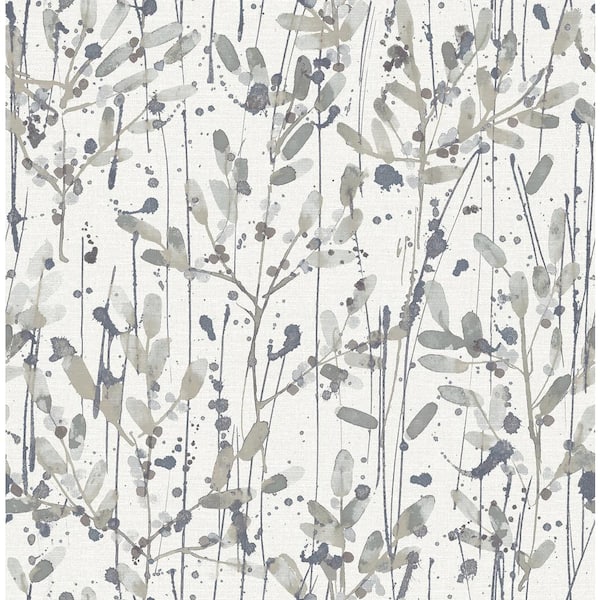 SCOTT LIVING Leandra Grey Floral Trail Strippable Non Woven Wallpaper
