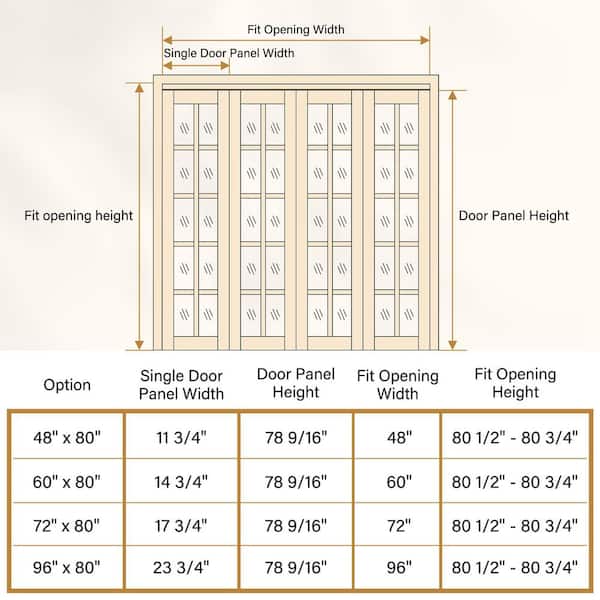 96 in. x 80 in. 10-Lite Clear Glass Solid Core Unfinished Pine Wood Interior Closet Bi-Fold Door with Hardware