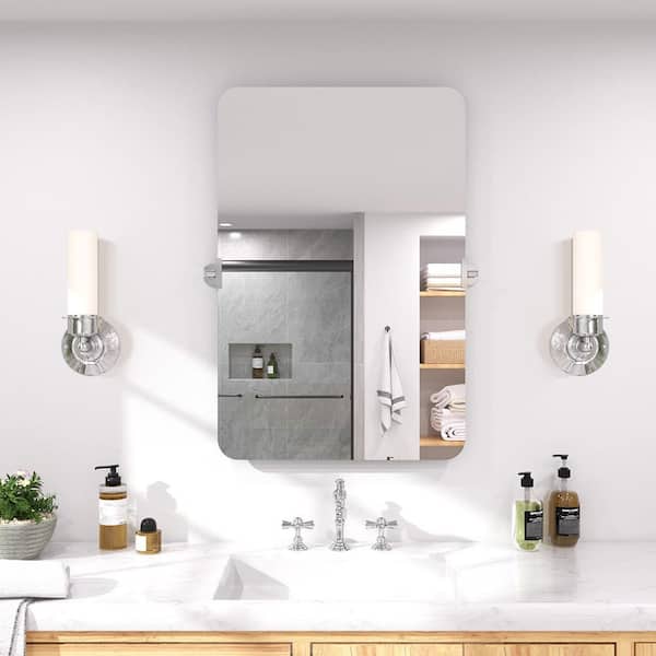 Twirl 24 in. W x 36 in. H Rectangular Frameless Tilt Wall Bathroom Vanity Mirror in Chrome