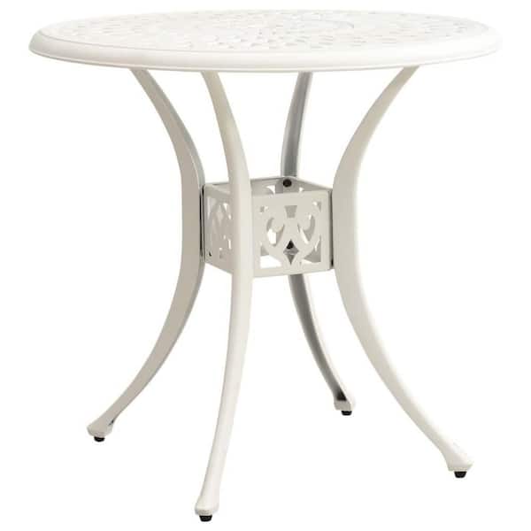 White Round Aluminum 28.3 in. Outdoor Patio Breakfast Dining Table