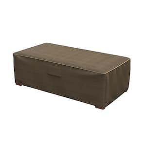22 NeverWet Platinum Square Patio Table Cover/Ottoman Cover Black and Tan Weave Small