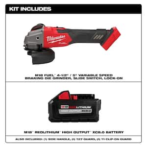 M18 FUEL 18V Lithium-Ion Brushless Cordless 4-1/2 in./5 in. Grinder w/HIGH OUTPUT XC 8.0 Ah Battery