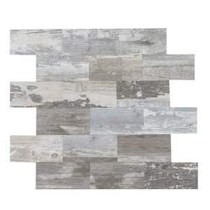 Grey 11.6 in. x 11.4 in. x 0.12 in. PVC Mixed Metal Peel and Stick Backsplash (10-Pack)