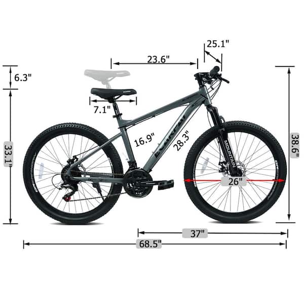 26 in. Mountain Bike for Adult and Teenagers in Grey XZ507BZ14