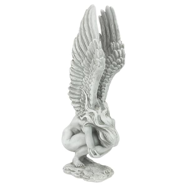 Medium 15" When Angels Mourn Emotional Winged Memorial Angel Sculpture Statue 