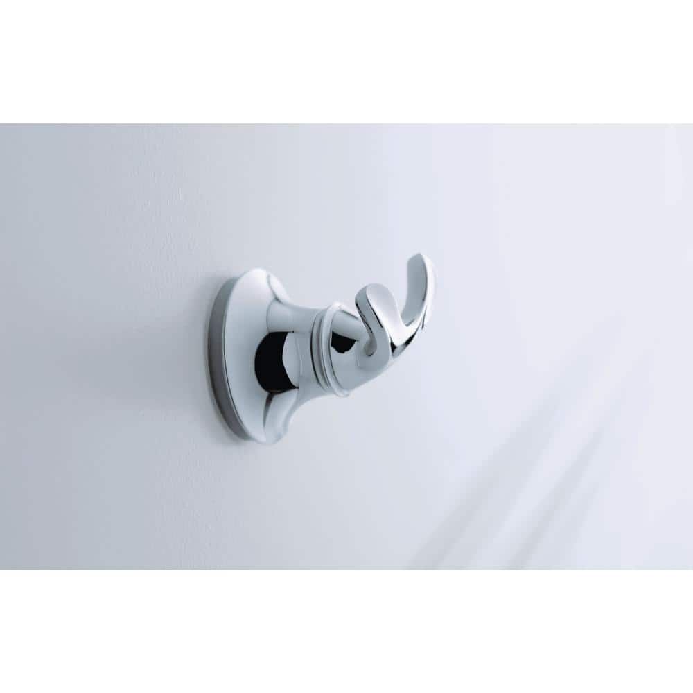 Polished Chrome Double Robe Hook with Sculpted Design
