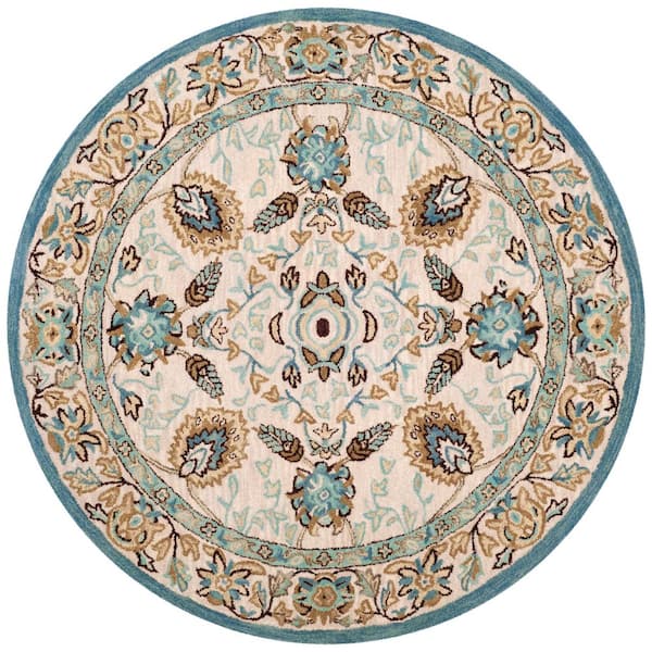 Antiquity 6 ft. x 6 ft. Peacock/Blue Oriental Round Rug