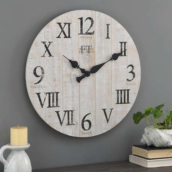 FirsTime & Co. 24 in. White Rustic Farmhouse Barn Wood Clock 31214 - The Home  Depot