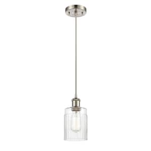 Hadley 1-Light Brushed Satin Nickel Shaded Pendant Light with Clear Glass Shade