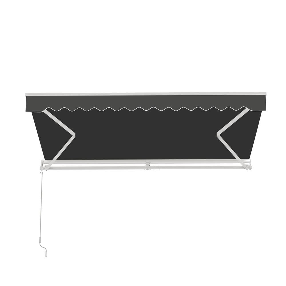 Black 10' x 8' Retractable Patio Awning with White Frame
