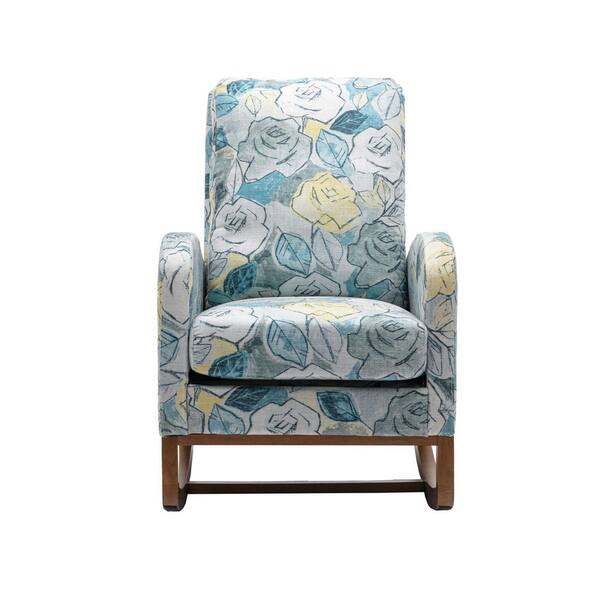 MOJAY Blue Flower Polyester Fabric Rocking Chair Living Room Chair