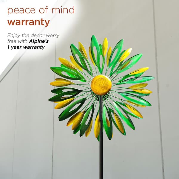 Alpine Corporation 85 in Tall Metal Flower Kinetic Wind Spinner