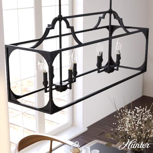 Hunter Highland Hill 8 Light Rustic Iron Candlestick Chandelier Kitchen Light