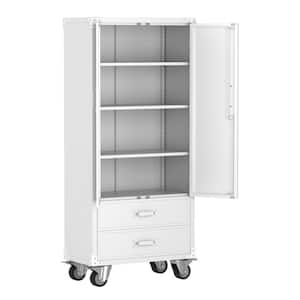 31.5 in. W x 72 in. H x 16.5 in. D Storage Cabinet with 3-Shelf and 2-drawers Metal Freestanding Cabinet in White