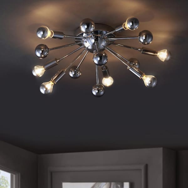 JONATHAN Y Copernicus 20 in. 7-Light Chrome Metal LED Pendant