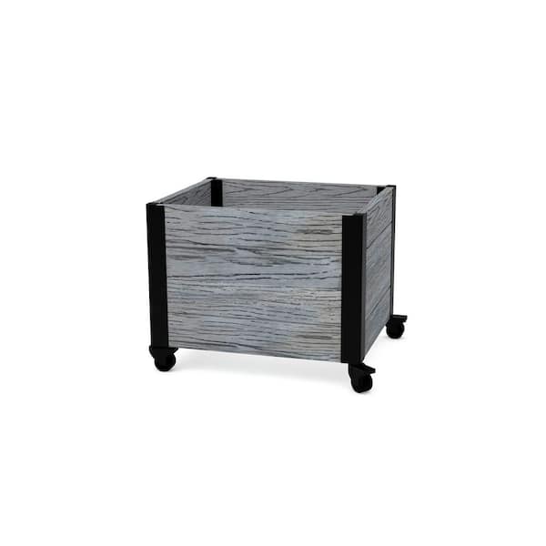 Urbana 22 in. x 18 in. x 18 in. Gray PVC Outdoor Planter with Wheels