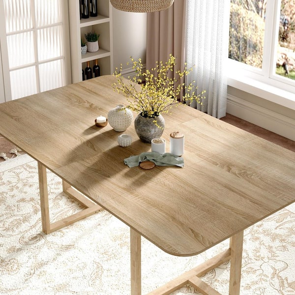 FUFU&GAGA Modern Natural Oak Finish Wood 82.6 in. Double