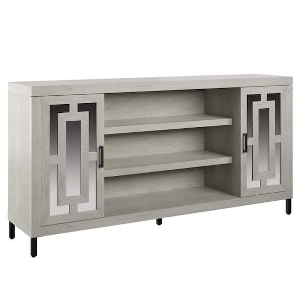 Twin Star Home 67.75 in. Fairfax Oak TV Stand Fits TVs up to 70 in. with Mirrored Doors