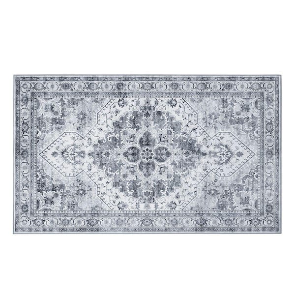 Geraldine Gray 3 ft. x 5 ft. Tufted Geometric Polyester Accent Rug