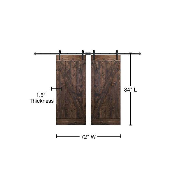 Wellhome Z Series 72 In X 84 Diy Kona Coffee Finished Knotty Pine Wood Double Sliding Barn Door With Hardware Kit Wz72 K - Diy Double Sliding Barn Door Hardware Wellhome Z Series 72 In X 84 Diy Kona Coffee Finished Knotty Pine Wood Double Sliding Barn Door With Hardware Kit Wz72 K - Diy Double Sliding Barn Door Hardware