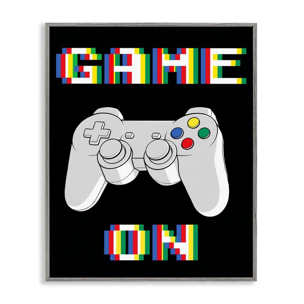 Colorful Digital Game On Gray Framed Giclee Art, design by Marcus Prime