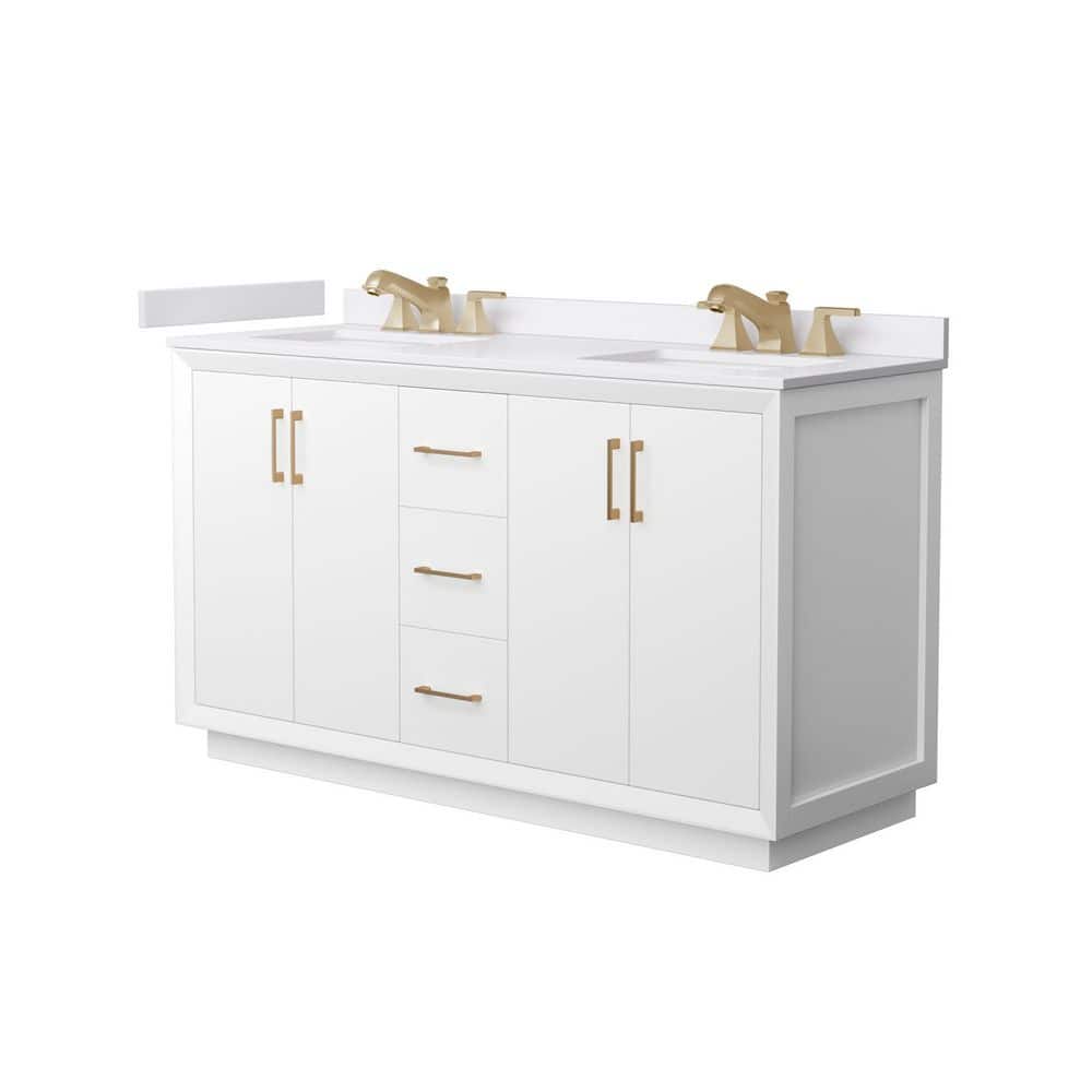 Strada 60 in. Double Freestanding White Bath Vanity with White Cultured Marble Top Assembled price history on PriceWatchPro