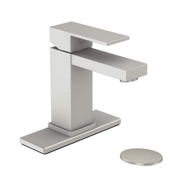 Glacier Bay Single-Handle Single-Hole Bathroom Faucet in Brushed Nickel