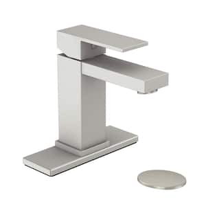 Single-Handle Single-Hole Bathroom Faucet in Brushed Nickel