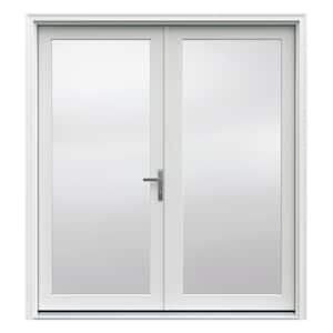 F-4500 72 in. x 80 in. White Left-Hand/Inswing Primed Fiberglass French Patio Door Kit With Screen