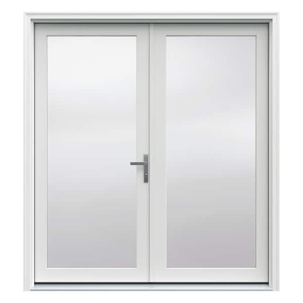 JELD-WEN F-4500 72 in. x 80 in. White Left-Hand/Inswing Primed Fiberglass French Patio Door Kit with Impact Glass