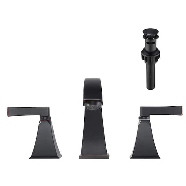 8 in. Widespread Double Handle Bathroom Faucet with Pop-up Drain Kit and Supply Lines Included in Oil Rubbed Bronze