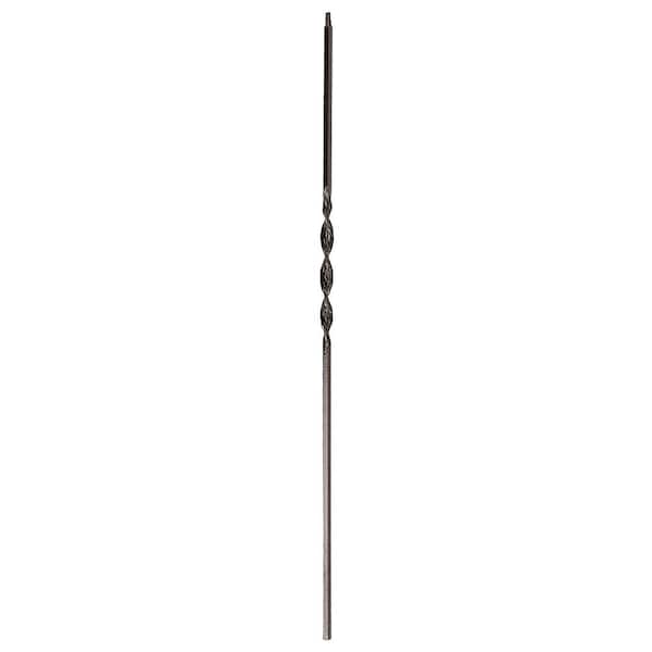 arteferro 44 in. x 1/2 in. Smooth Bar x in. Single Ribbon Twist Dark Champagne Powder Coated Wrought Iron Metal Stair Baluster