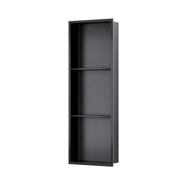 36 in. W x 12 in. H x 4 in. D Recessed Triple Shelf Bathroom Shower Niche in Matte Black