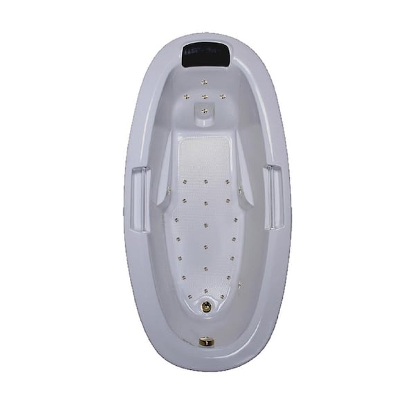 Comfortflo 72 in. x 36 in. Acrylic Oval Drop-in Air Bathtub with Reversible Drain in Bone