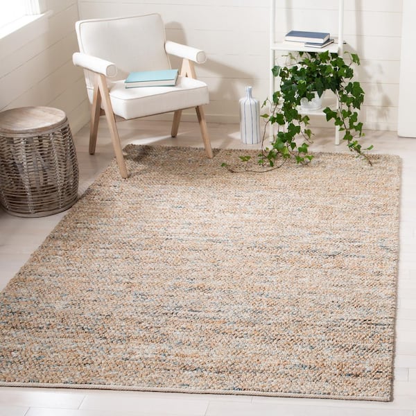 Bohemian Natural/Blue Doormat 3 ft. x 5 ft. Gradient Solid Color Area Rug