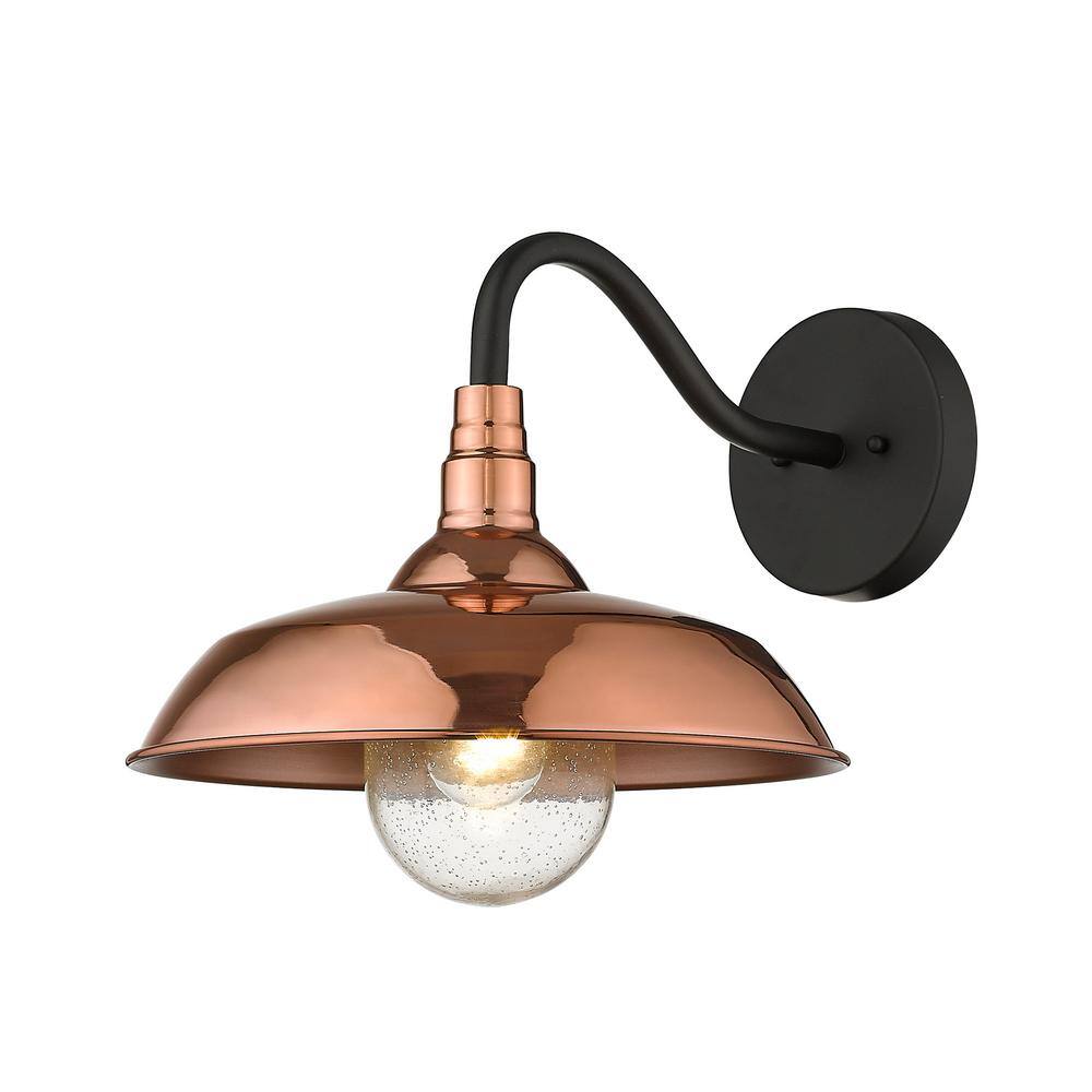 Burry 14" Copper Dimmable Wall Sconce with Seedy Glass