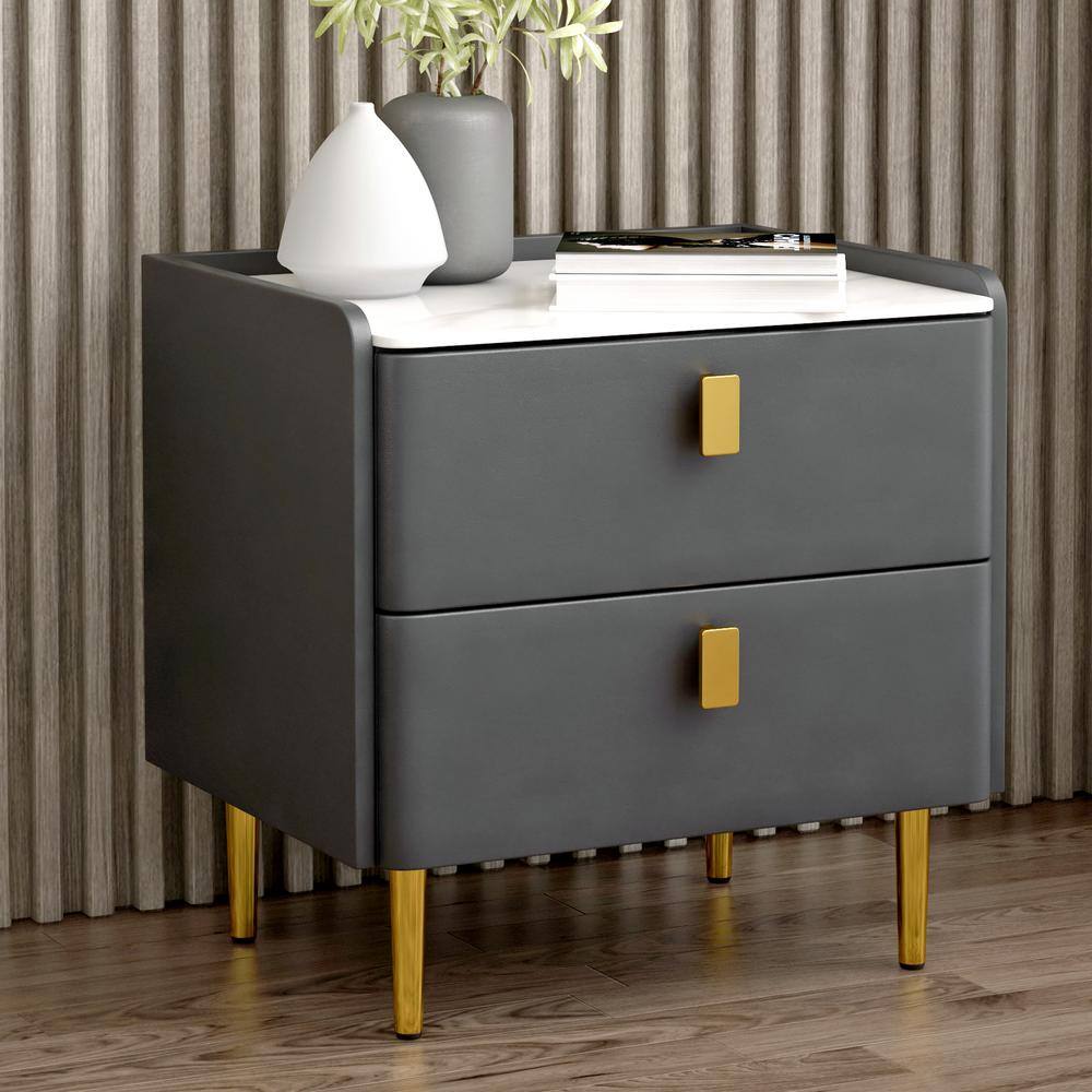 Gray gold nightstand discount